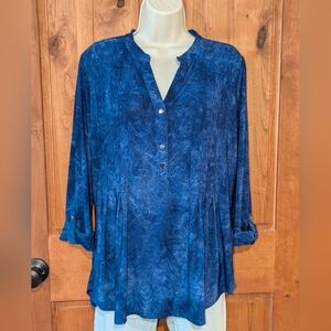 Westport Deep Blue Button Front Blouse